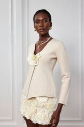 Sarahi Knit Flower Plunge Top